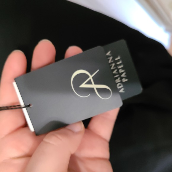 Adrianna Papell Asymmetrical Cut 3/4 Sleeves Black Evening Dress 16W NWT - Picture 7 of 12